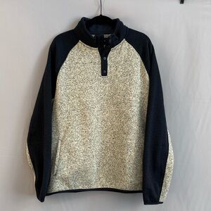 Lucky Brand Men's Black and Cream Zip Up Sweater